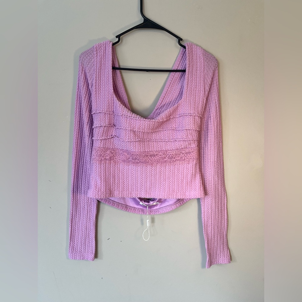 Beginning Lavender Knit Rear Tie Crop Top Size 12